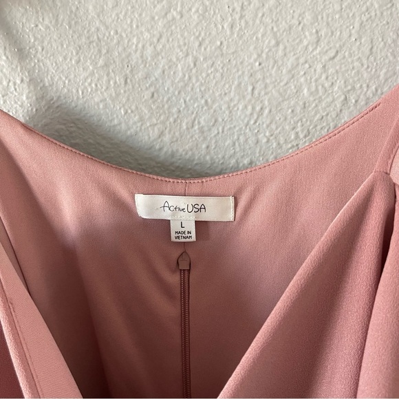 Ruffled Off Shoulder Romper Dusty Pink Sleeveless Casual Jumpsuit Size Large - Picture 7 of 11